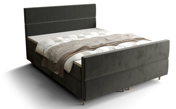 Manželská posteľ Boxspring 140 cm Flu plus (tmavosivá) (s matracom a úložným priestorom). Vlastná spoľahlivá doprava až k Vám domov. 1046570