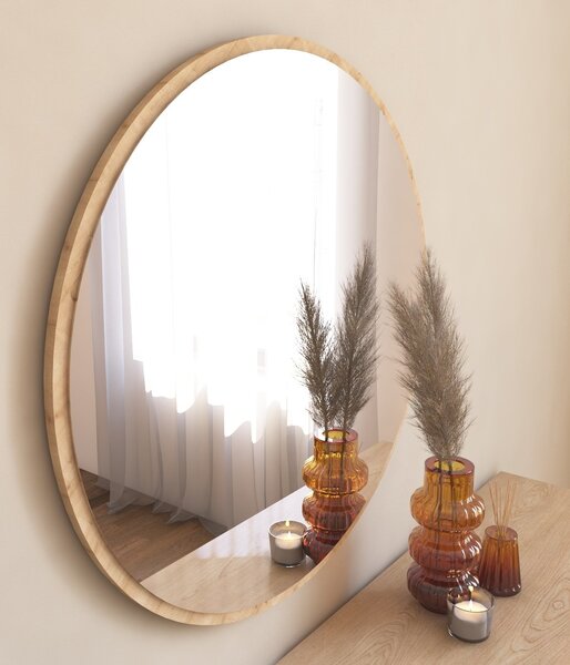 Kalune Design Okrúhle nástenné zrkadlo Ozze 60 cm hnedé