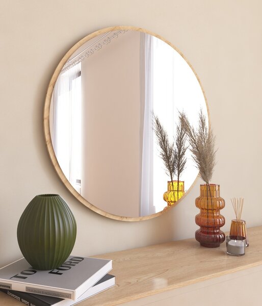 Kalune Design Okrúhle nástenné zrkadlo Ozze 60 cm hnedé