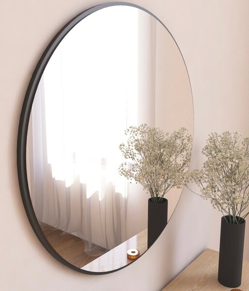 Kalune Design Okrúhle nástenné zrkadlo Ozze 60 cm čierne