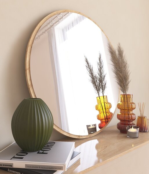 Kalune Design Okrúhle nástenné zrkadlo Ozze 60 cm hnedé