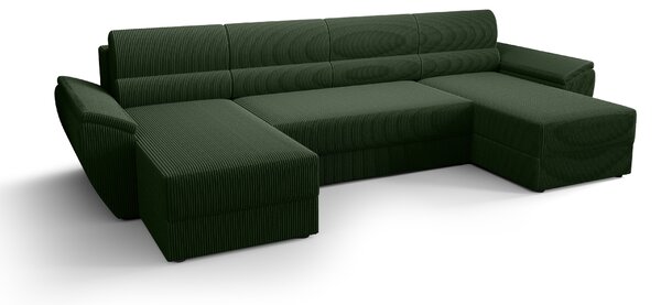 Rozkladacia sedacia súprava do U TAVERO 321x140 cm, tmavozelená