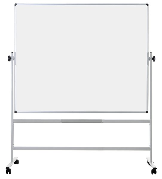 Mobilná otočná obojstranná biela popisovacia tabuľa, magnetická, 1500 x 1200 mm