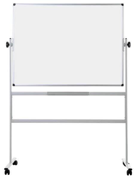 Mobilná otočná obojstranná biela popisovacia tabuľa, magnetická, 1200 x 900 mm