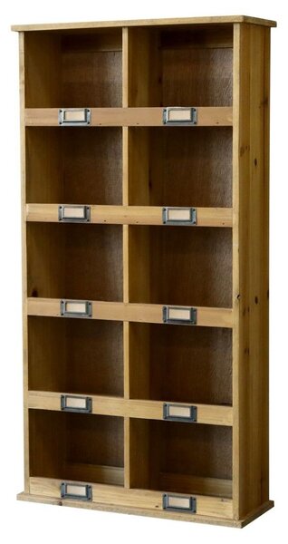 Hnedá antik drevená nástenná polička s priehradkami Sorting - 43*15*83cm - Chic Antique