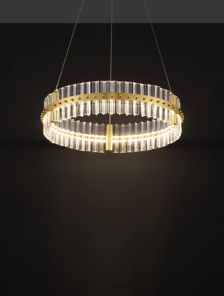 LED stmievateľný platinum zlatý moderný luster Kezo-60 – Zlatá