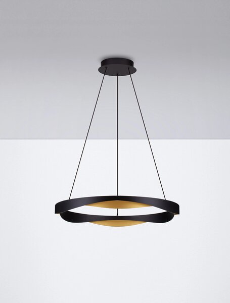 LED stmievateľný čierno-zlatý dizajnový luster Radon