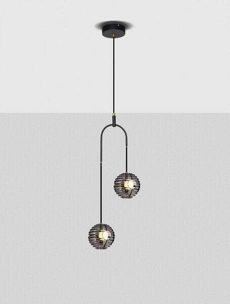 LED čierno-zlaté moderný luster Las 210
