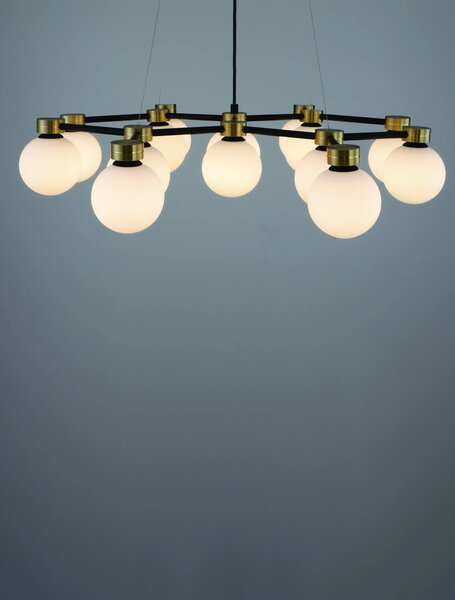 Zlato-čierno-biely moderný luster Ovalino 73 – 73 x 50 x 120 cm