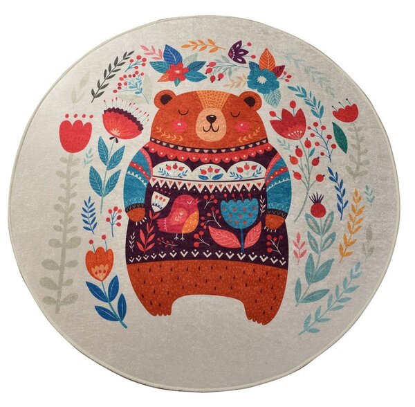 Conceptum Hypnose Detský okrúhly koberec Sweet Bear 140 cm viacfarebný