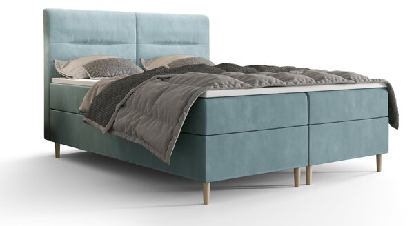 Manželská posteľ Boxspring 180 cm Saruta (sivomodrá) (s matracom a úložným priestorom). Vlastná spoľahlivá doprava až k Vám domov. 1047366