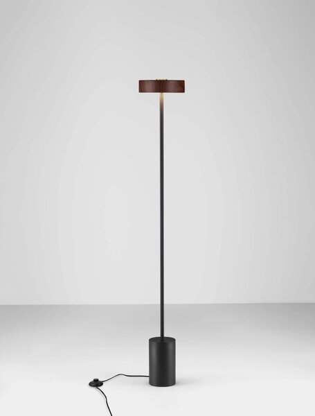 LED čierna-drevo stojaca lampa Thea