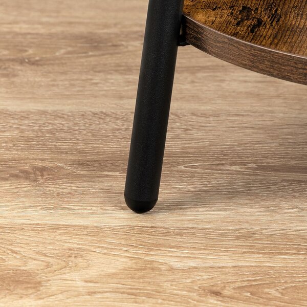 Okrúhly odkladací stolík Vasagle Leky 40 cm s nabíjacou stanicou hnedý/čierny