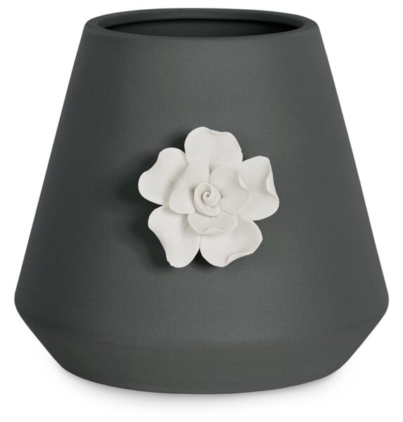 AmeliaHome Keramická váza Lusitiono čierna, veľkosť 13x13x12
