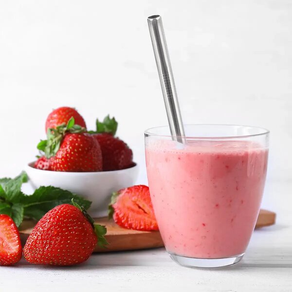 Slamky na smoothie s kefkou, 21,5 cm, nerezové, 4 ks ORION 151450