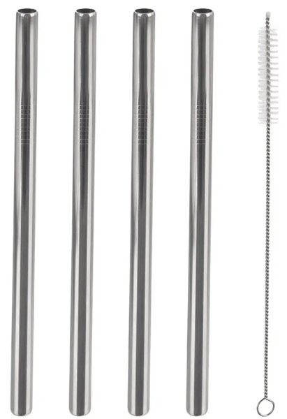 Slamky na smoothie s kefkou, 21,5 cm, nerezové, 4 ks ORION 151450