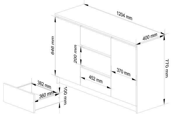 Ak furniture Komoda 120 cm K016 biela