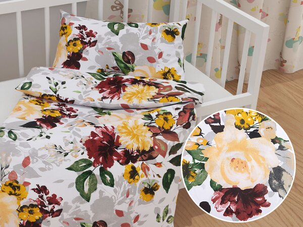 Biante Detské bavlnené posteľné obliečky do postieľky Sandra SA-217 Veľké žlté kvety Do postieľky 90x120 a 40x60 cm