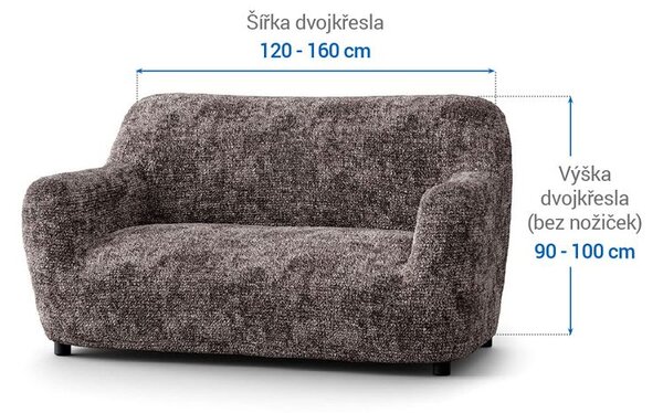 Bielastické poťahy MARMO hnedé dvojkreslo (š. 120 - 160 cm)