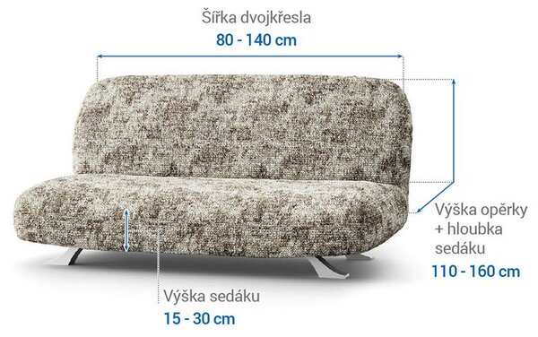 Bielastické poťahy MARMO béžové dvojkreslo s drevenými rúčkami (š. 80 -140 cm)