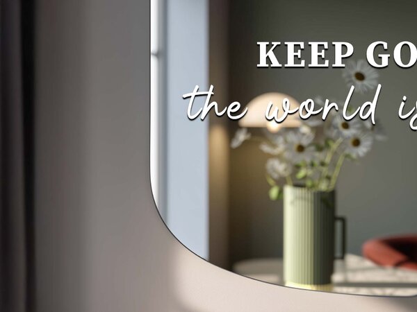 Nálepka na zrkadlo S27 – KEEP GOING, the world is yours