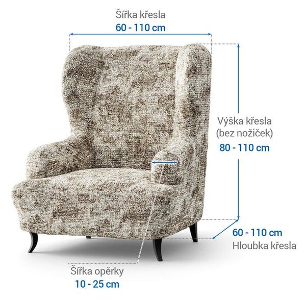 Bielastické poťahy MARMO béžové kreslo ušiak (š. 60 - 110 cm)