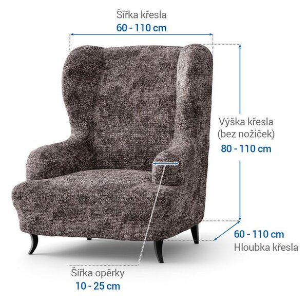 Bielastické poťahy MARMO hnedé kreslo ušiak (š. 60 - 110 cm)