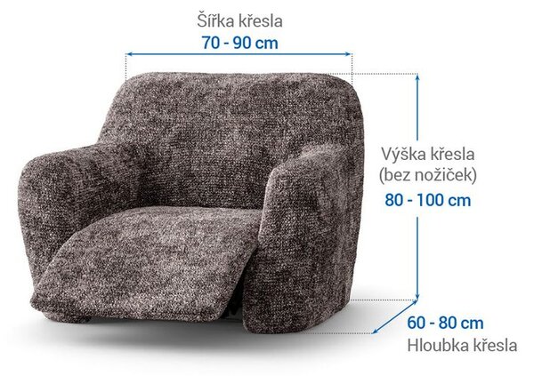 Bielastické poťahy MARMO hnedé relaxačné kreslo (š. 70 - 90 cm)