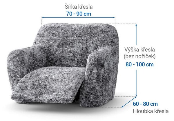 Bielastické poťahy MARMO šedé relaxačné kreslo (š. 70 - 90 cm)