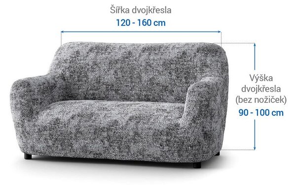 Bielastické poťahy MARMO šedé dvojkreslo (š. 120 - 160 cm)