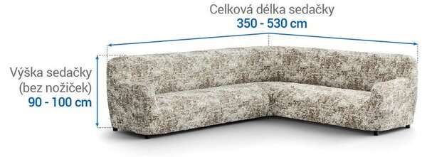 Bielastické poťahy MARMO béžové rohová sedačka (š. 350 - 530 cm)