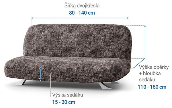 Bielastické poťahy MARMO hnedé dvojkreslo s drevenými rúčkami (š. 80 -140 cm)