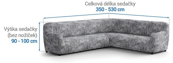 Bielastické poťahy MARMO šedé rohová sedačka (š. 350 - 530 cm)