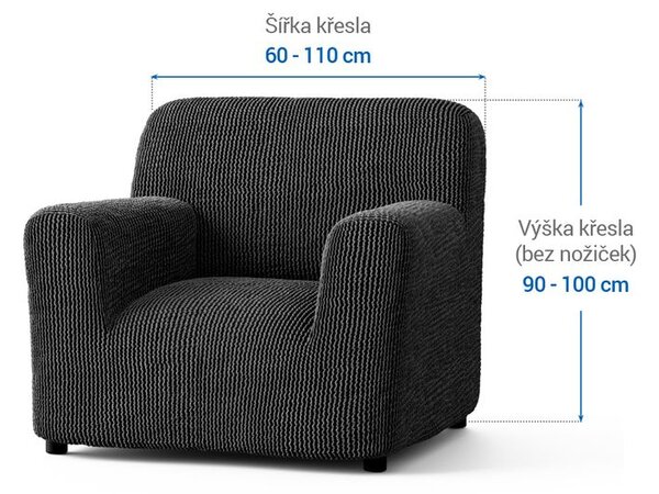 Bielastické poťahy COSTINA antracit kreslo (š. 60 - 110 cm)