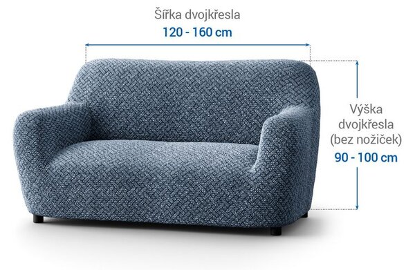 Bielastické poťahy VENEZIA modrá dvojkreslo (š. 120 - 160 cm)