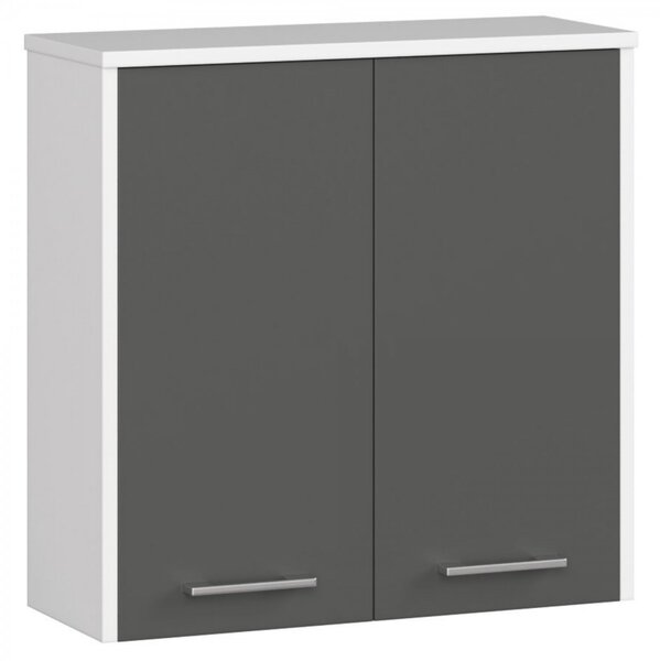 Ak furniture Závesná kúpeľňová skrinka Fin 60 cm bielo-grafitová