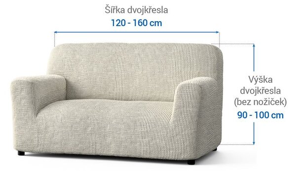 Bielastické poťahy COSTINA smotanová dvojkreslo (š. 120 - 160 cm)