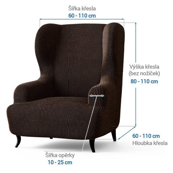 Bielastické poťahy COSTINA tabaková kreslo ušiak (š. 60 - 110 cm)