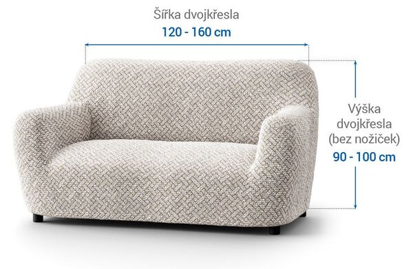 Bielastické poťahy VENEZIA béžová dvojkreslo (š. 120 - 160 cm)