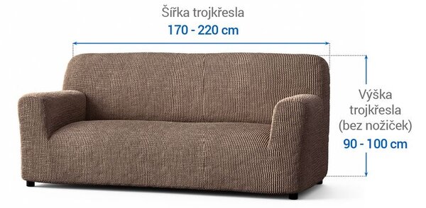 Bielastické poťahy COSTINA oriešková trojkreslo (š. 170 - 220 cm)