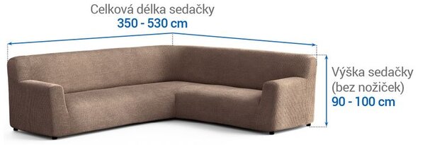 Bielastické poťahy COSTINA oriešková rohová sedačka (š. 350 - 530 cm)