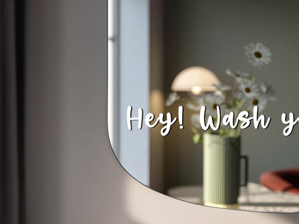 Nálepka na zrkadlo S32 – Hey! Wash your hands
