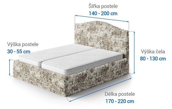 Bielastické poťahy MARMO béžové posteľ (š.140 - 200 cm)
