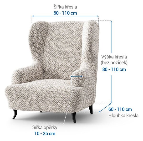 Bielastické poťahy VENEZIA béžová kreslo ušiak (š. 60 - 110 cm)