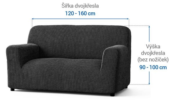 Bielastické poťahy COSTINA antracit dvojkreslo (š. 120 - 160 cm)