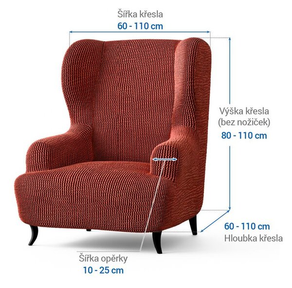 Bielastické poťahy COSTINA medená kreslo ušiak (š. 60 - 110 cm)