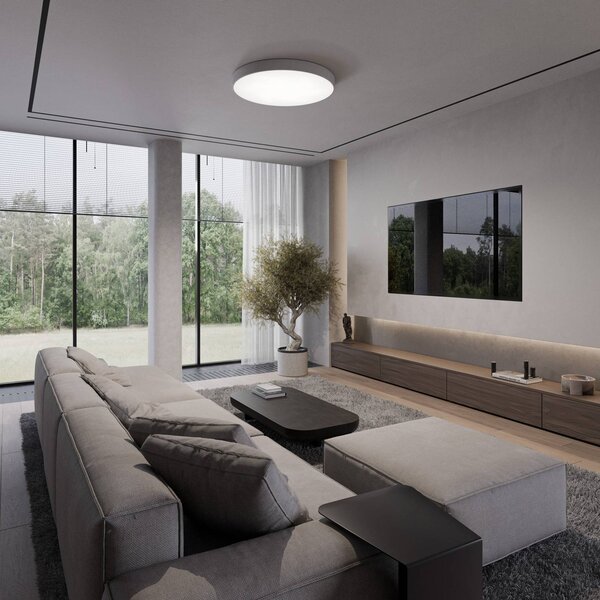 TEMAR LIGHTING Stropné svietidlo Cleo 600, Ø 60 cm sivá, Hliník / sivá / zinok, Obývacia izba / jedáleň, kov, Moderný, Závesné svietidlo
