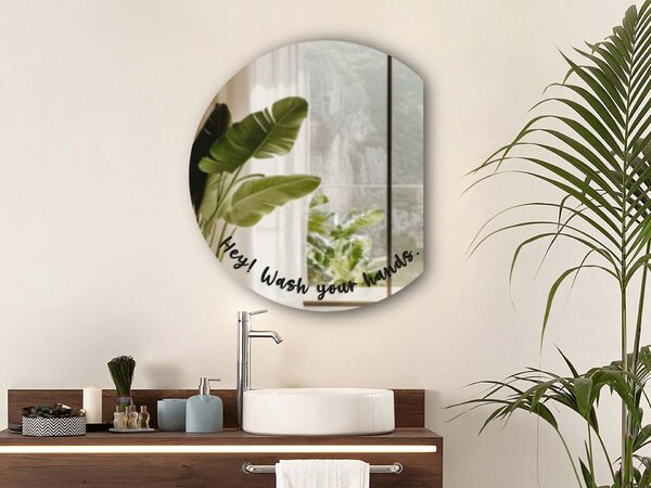 Nálepka na zrkadlo S47 – Hey! Wash your hands. (round)