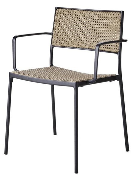 Cane-line Stohovateľné jedálenské kreslo Less, Cane-line, 57x55x78 cm, hliník Lava Grey, umelý ratan Natural, (možné zakúpiť v násobkoch 2 ks) / cena za 1 ks