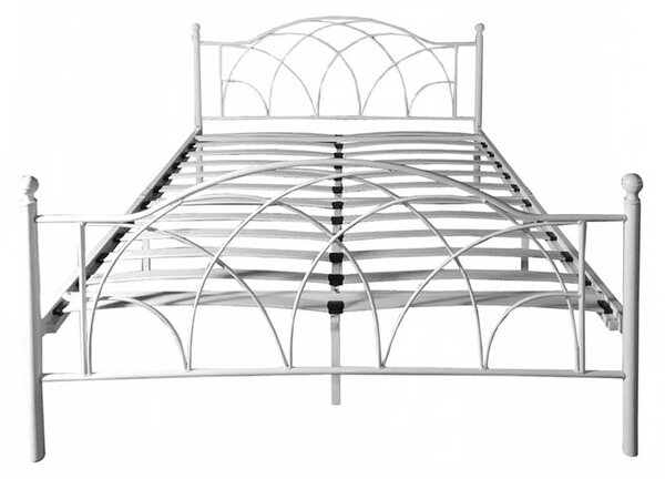 Kovový posteľový rám s lamelami v rôznych veľkostiach a farbách, 160x200 cm, Lotti, biely